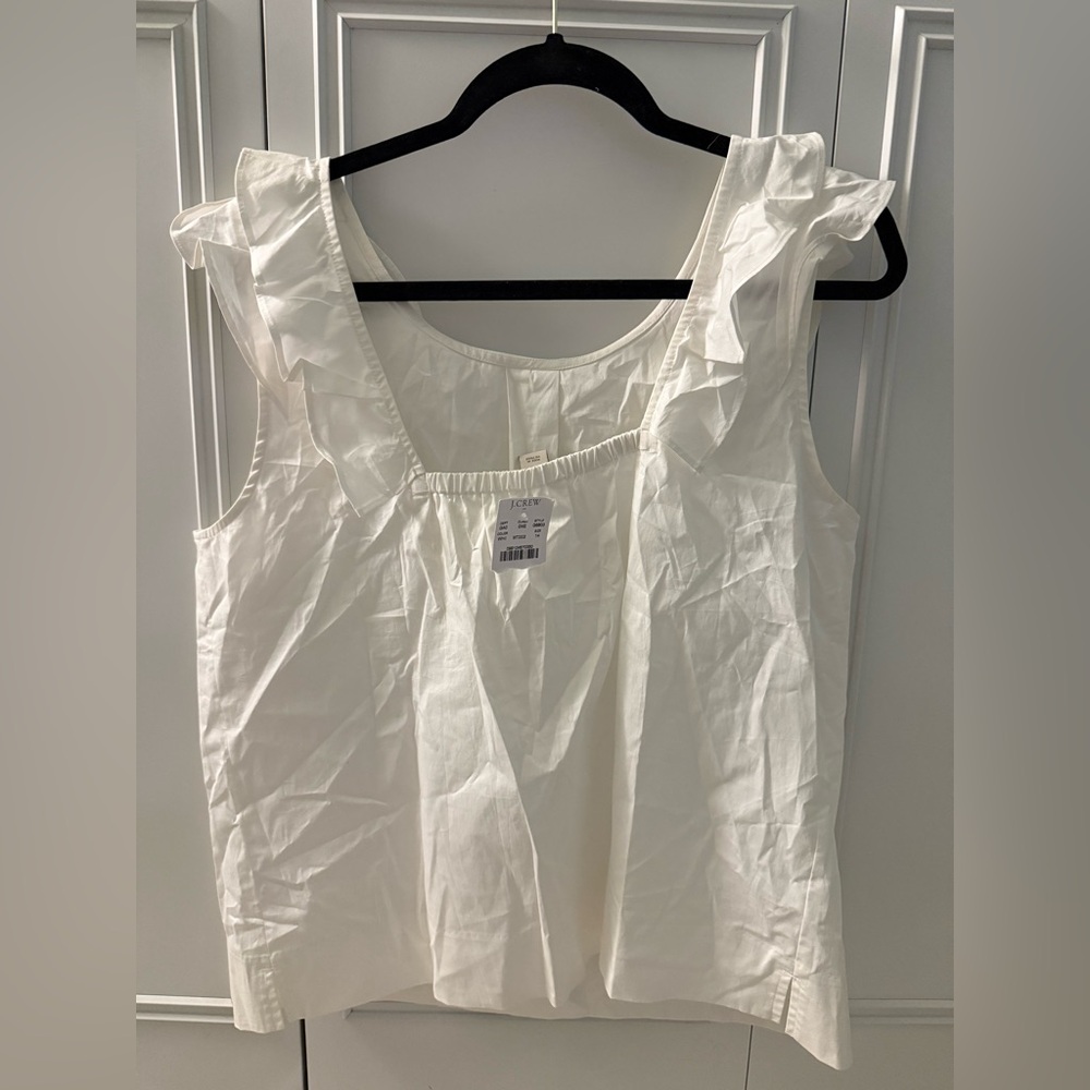 J. Crew White Ruffle Sleeveless Top - Picture 3 of 4